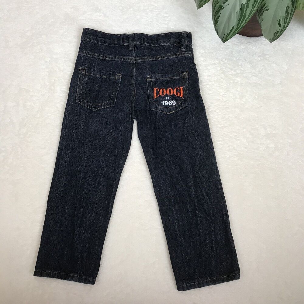 Coogi Boy's Size 4 Dark Wash Jeans Orange Writing On Back